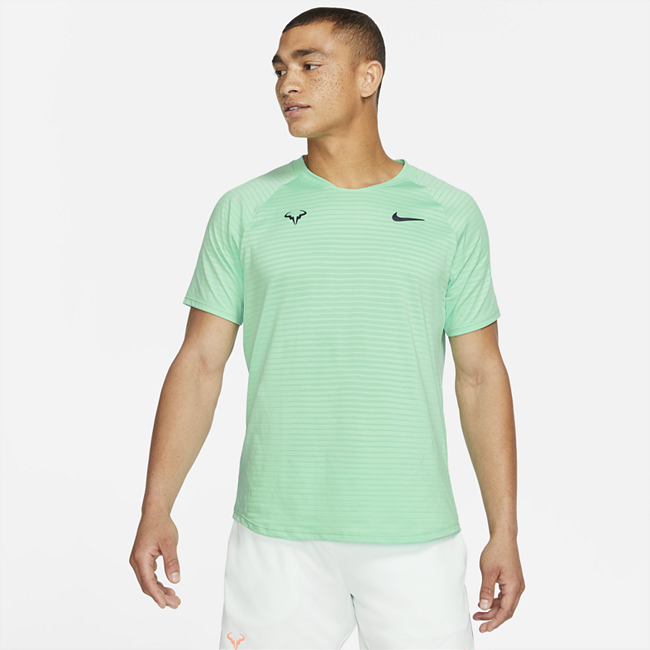 фото Мужская теннисная футболка с коротким рукавом nikecourt aeroreact rafa slam - зеленый