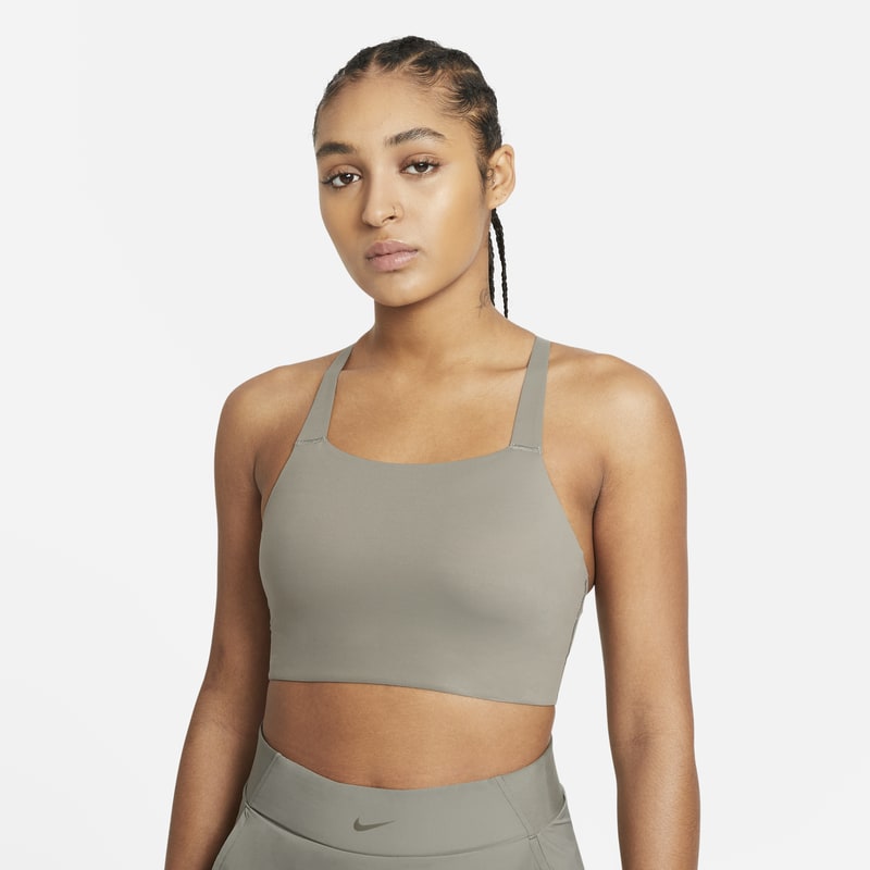 Vadderad sport-BH Nike Swoosh Luxe med mediumstöd för kvinnor - Grön