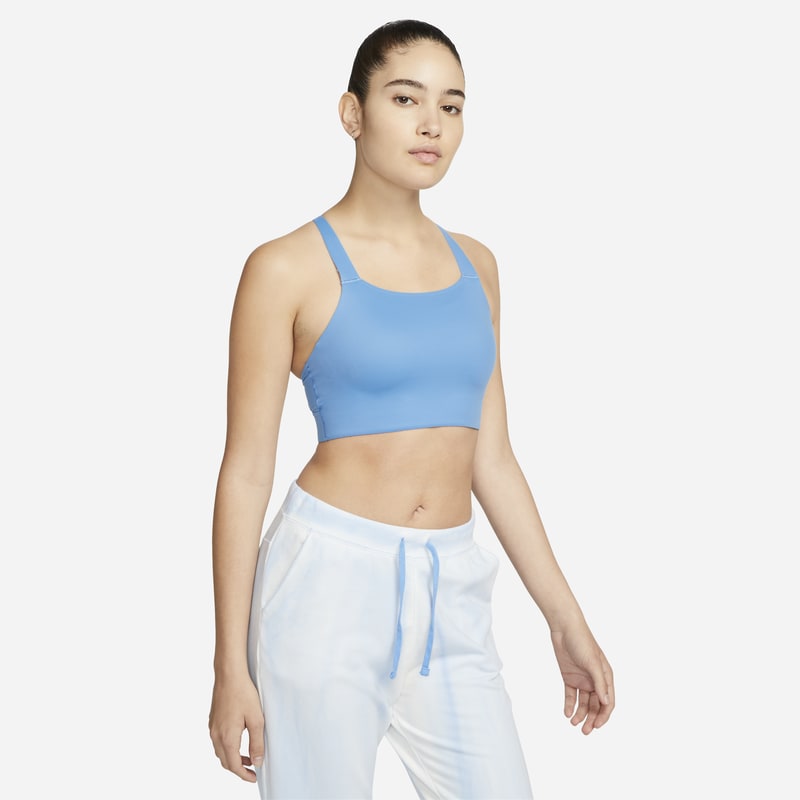 Vadderad sport-BH med mediumstöd Nike Dri-FIT Swoosh för kvinnor - Blå