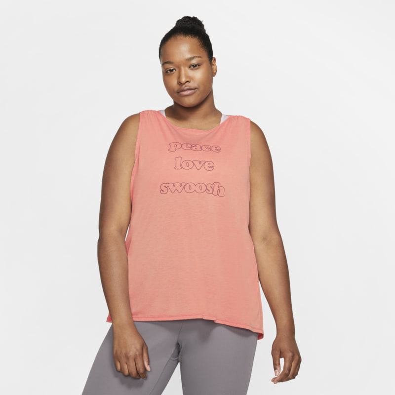 Damska koszulka bez rękawów z grafiką (duże rozmiary) Nike Yoga - Różowy