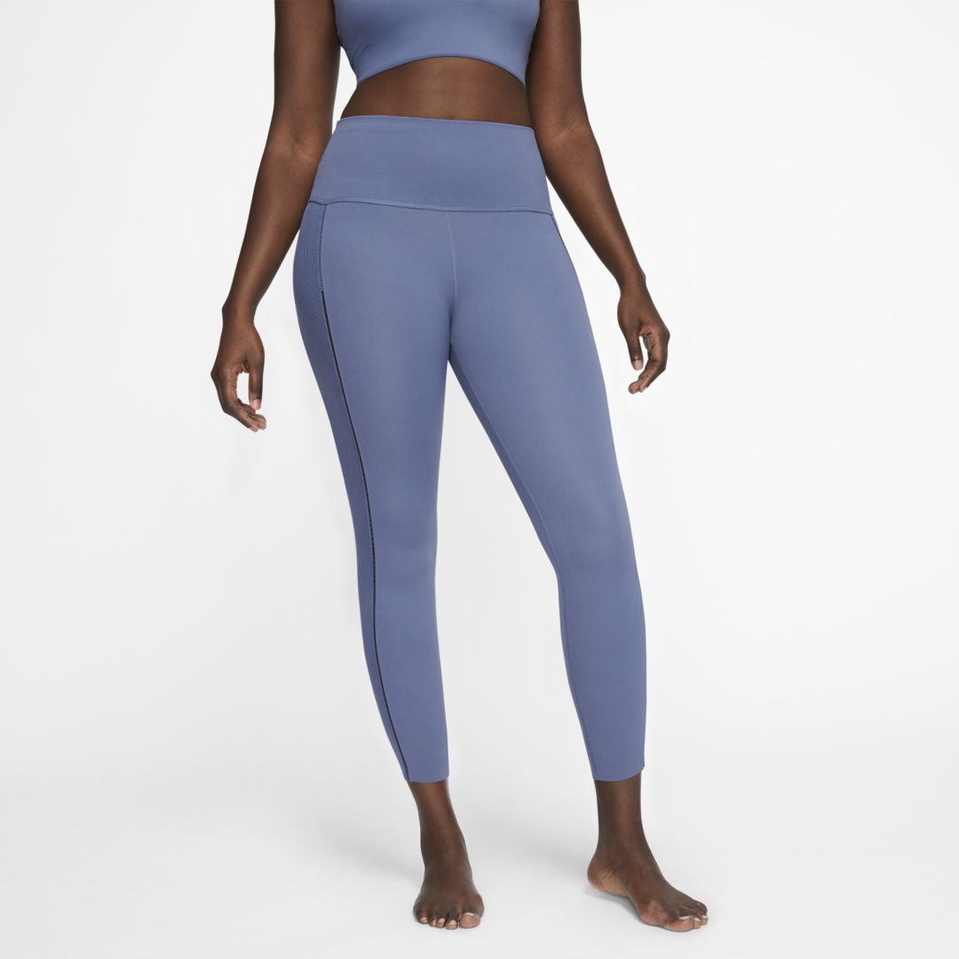 NIKE YOGA LUXE WOMEN'S INFINALON RIBBED 7/8 TIGHTS (DIFFUSED BLUE) - CLEARANCE SALE