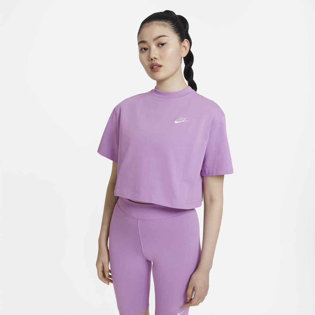 Nike Sportswear Women's Short-sleeve Jersey Top In Violet Shock,white