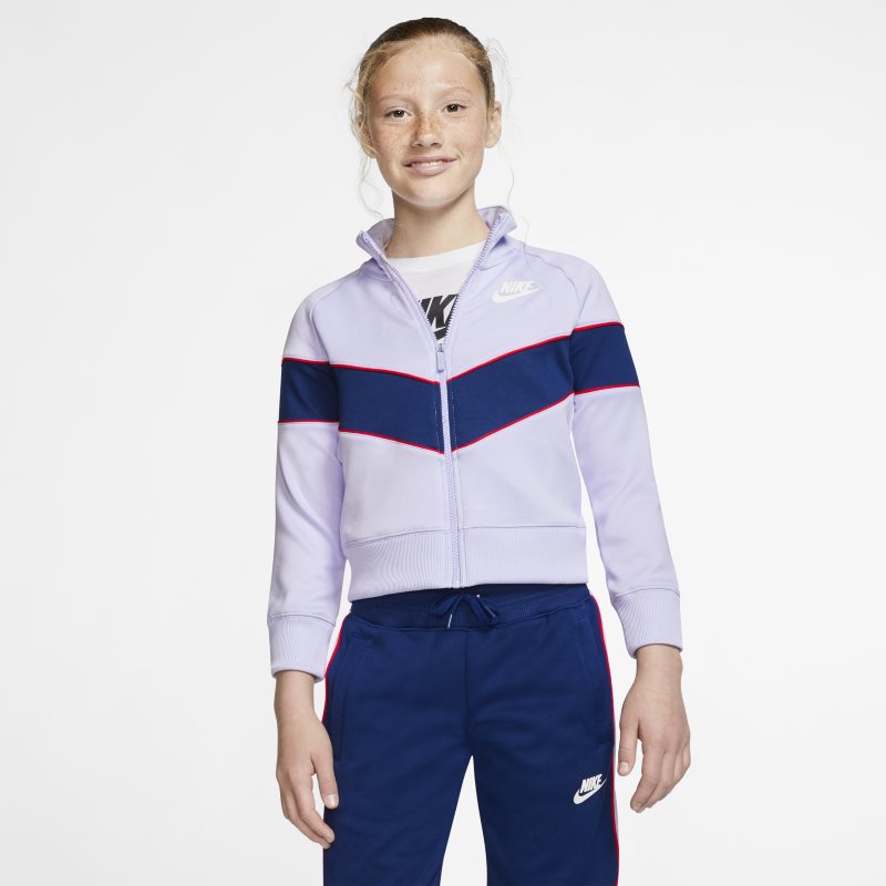 Nike Sportswear Heritage Jacke mit durchgehendem Reißverschluss für ältere Kinder (Mädchen) - Lila