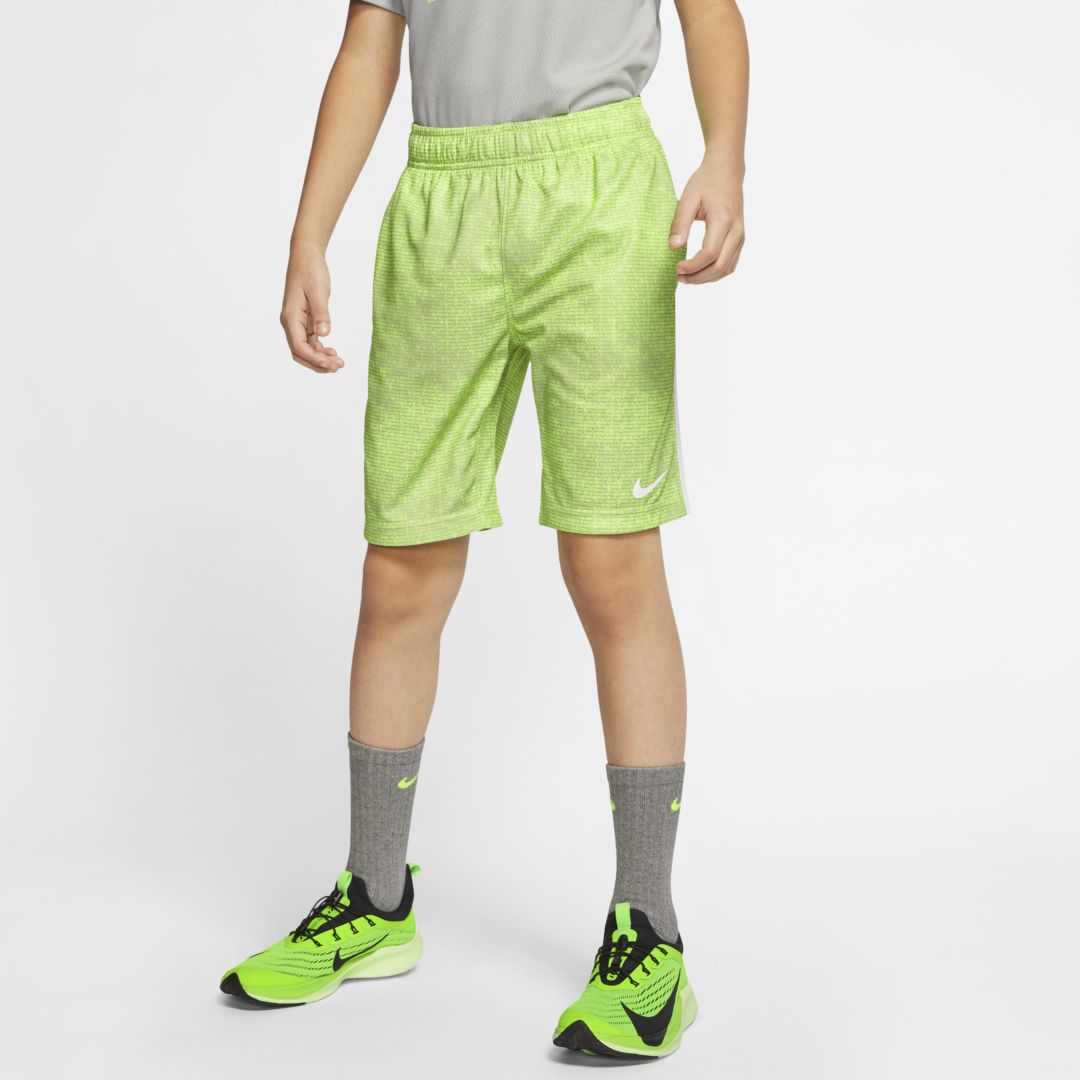 Nike Dri-fit Big Kidsâ€™ Printed Training Shorts In Ghost Green 
