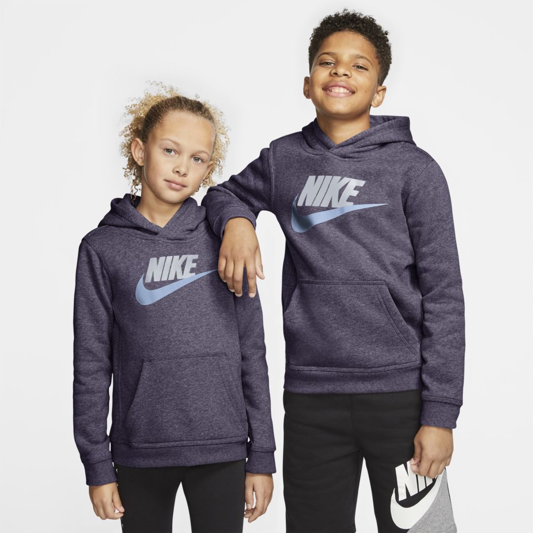 Nike Sportswear Club Fleece Big Kidsâ Pullover Hoodie In Dark Raisin,heather
