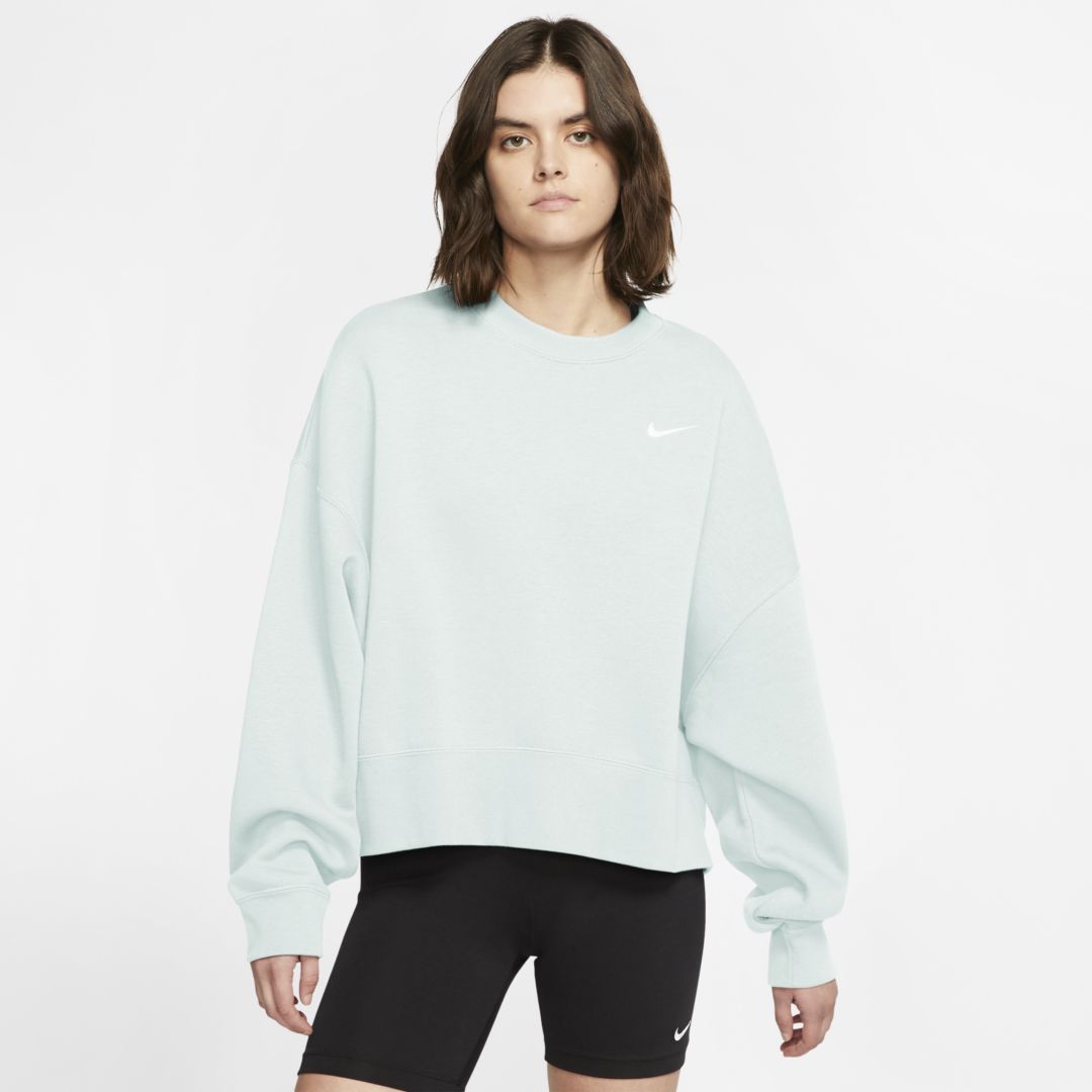 Nike Sportswear Essential Women's Fleece Crew In Barely Green,white