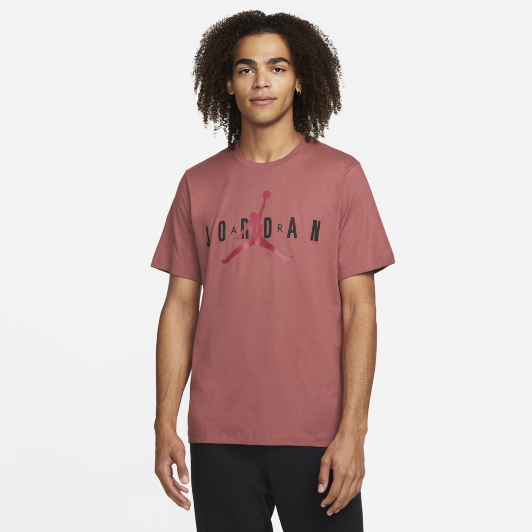 Jordan Air Wordmark Men's T-shirt In Black,white,gym Red | ModeSens