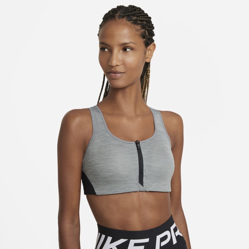 Nike Dri-FIT Shape Women's High-Support Padded Zip-Front Sports Bra - Grey