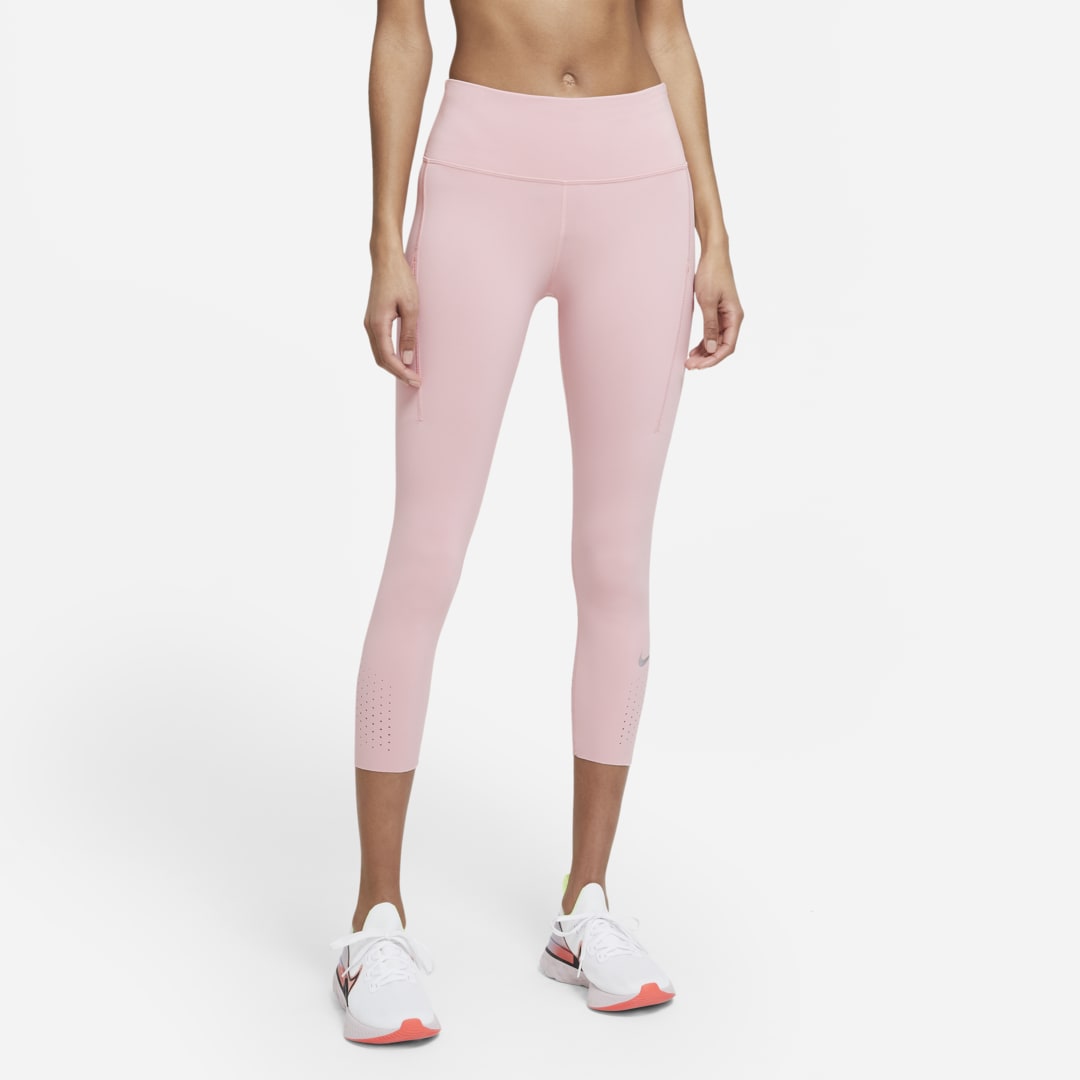 Nike Epic Luxe Women's Mid-rise Crop Pocket Running Leggings In Pink Glaze