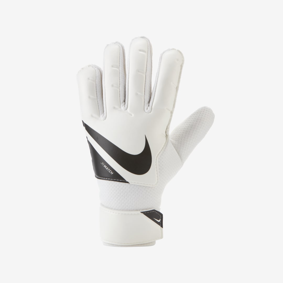 Nike Jr. Goalkeeper Match Big Kids' Soccer Gloves In White,black,black