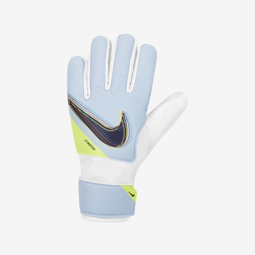 Nike Jr. Goalkeeper Match Big Kids' Soccer Gloves In Light Marine,white,blackened Blue