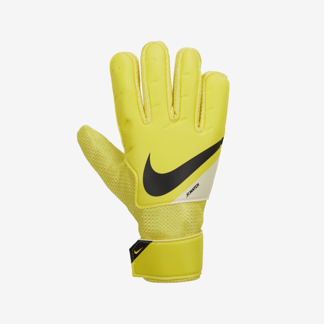 Nike Jr. Goalkeeper Match Big Kids' Soccer Gloves In Yellow Strike,white,black
