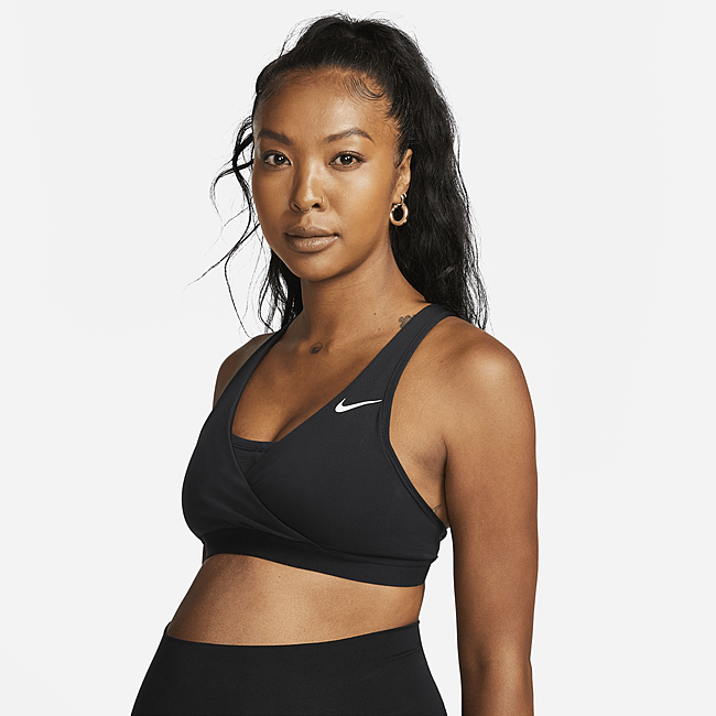 Спортивное бра со средней поддержкой и вкладышем Nike Dri-FIT (M) Swoosh (для мам) - Черный