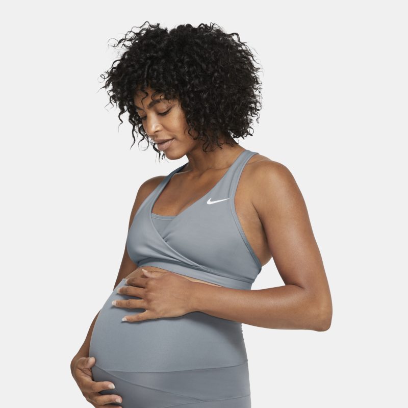 Damski ciążowy stanik sportowy z wkładkami zapewniający średnie wsparcie Nike (M) Swoosh - Szary