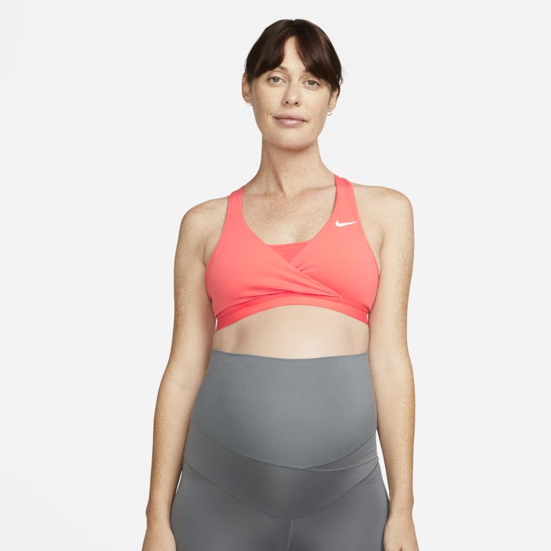 Damski ciążowy stanik sportowy z wkładkami zapewniający średnie wsparcie Nike Dri-FIT (M) Swoosh - Pomarańczowy
