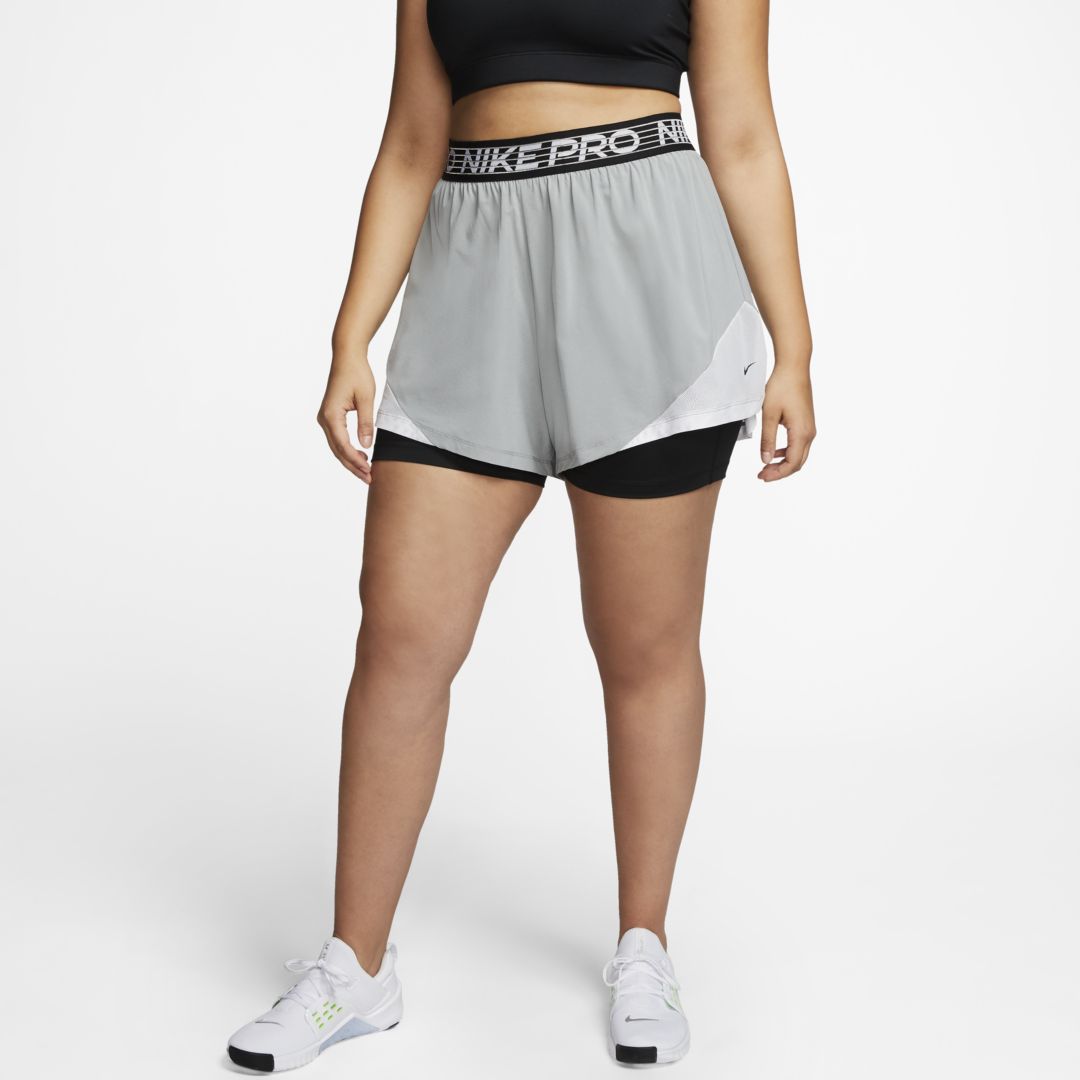 Nike Pro Flex Women's 2-in-1 Shorts (plus Size) In Grey