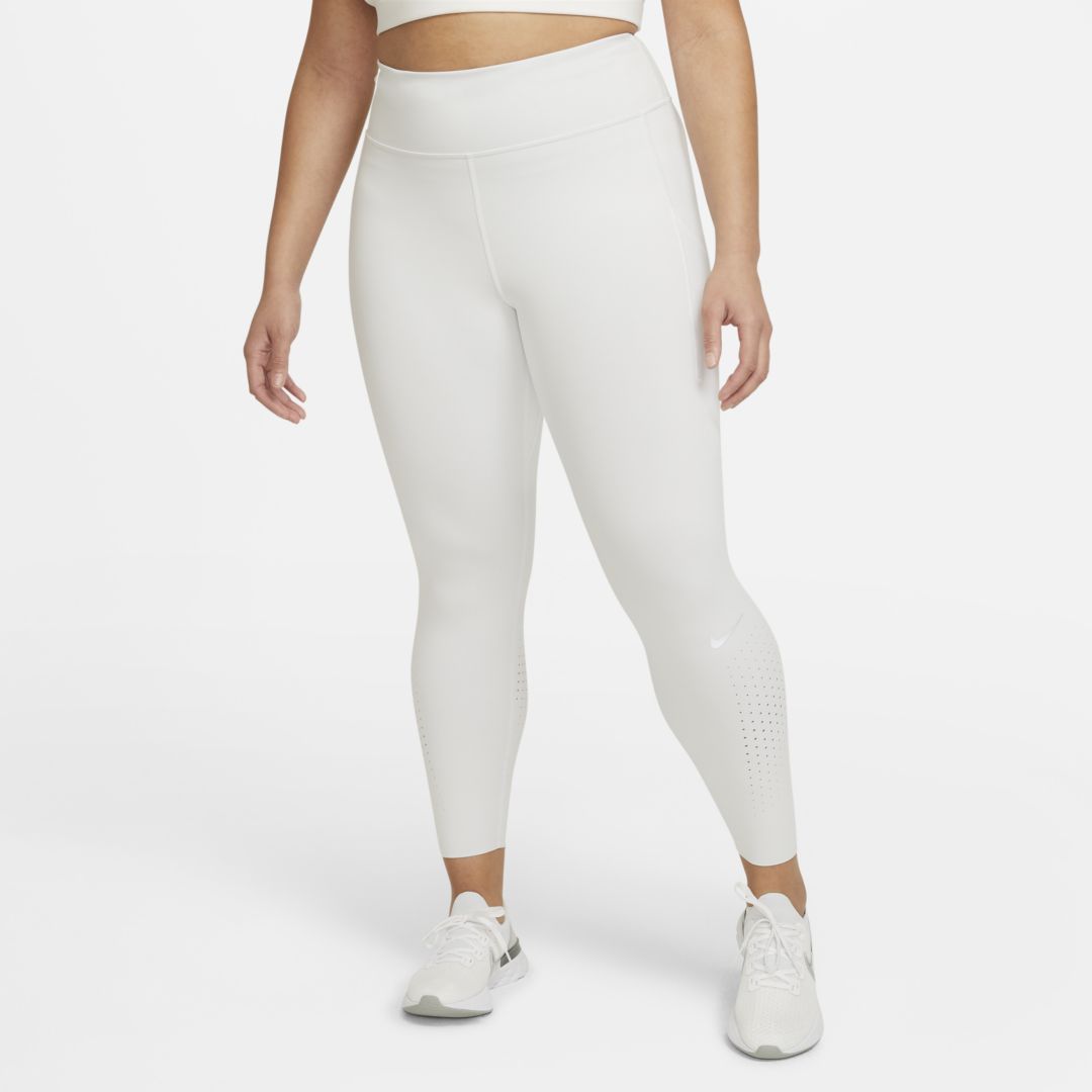 Nike Epic Luxe Women's Mid-rise Pocket Running Leggings In Pure Platinum,light Smoke Grey