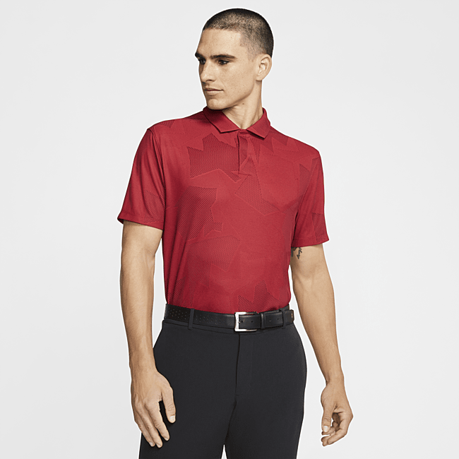 фото Мужская рубашка-поло для гольфа с камуфляжным принтом nike dri-fit tiger woods - красный