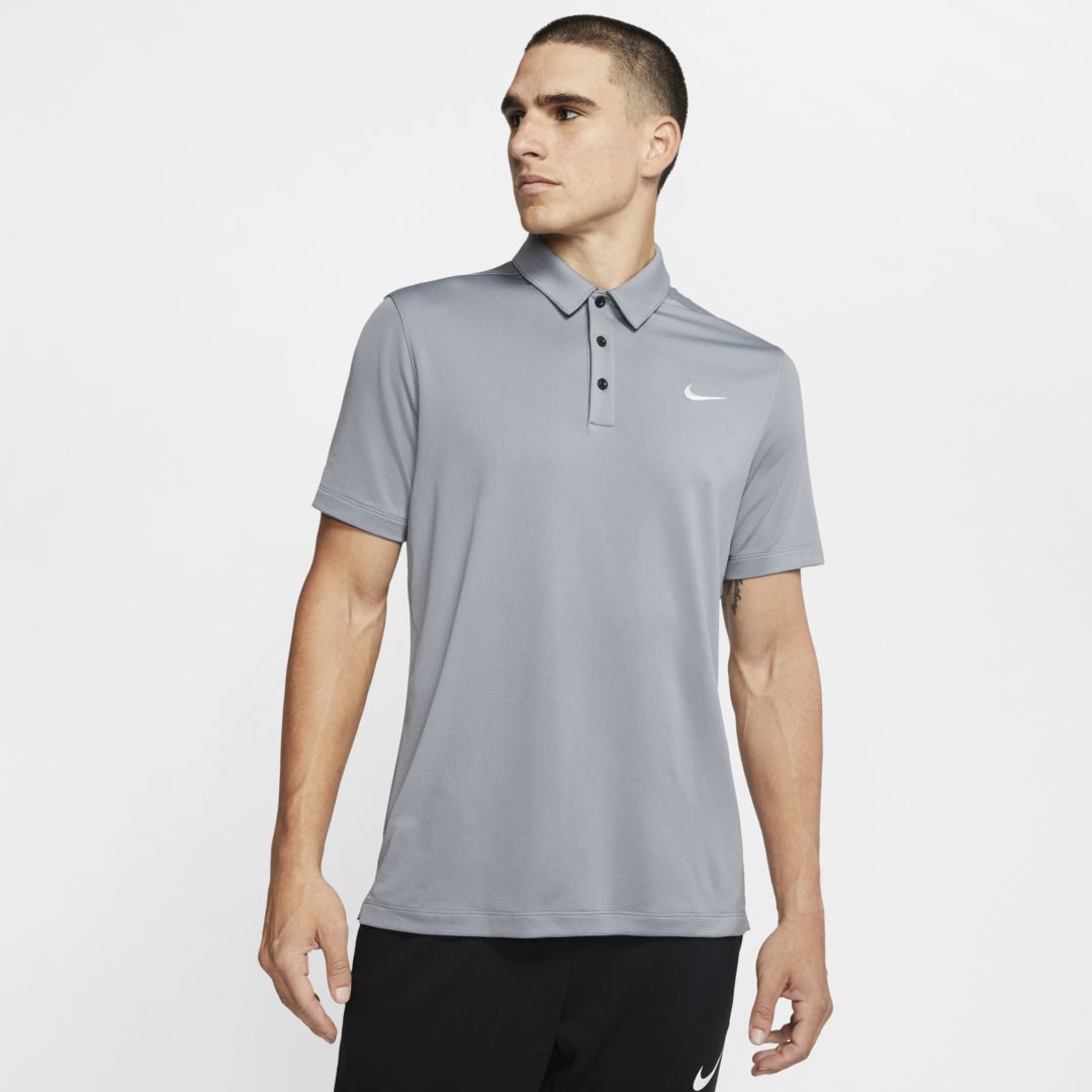 Nike Men's Football Polo In Cool Grey,black,white