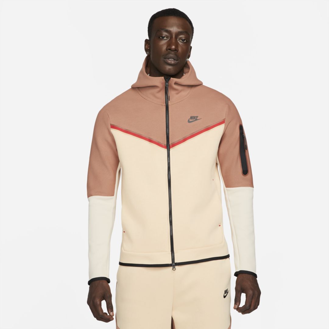 Nike Sportswear Tech Fleece Men's Full-zip Hoodie In Mineral Clay,white Onyx,sanddrift,black