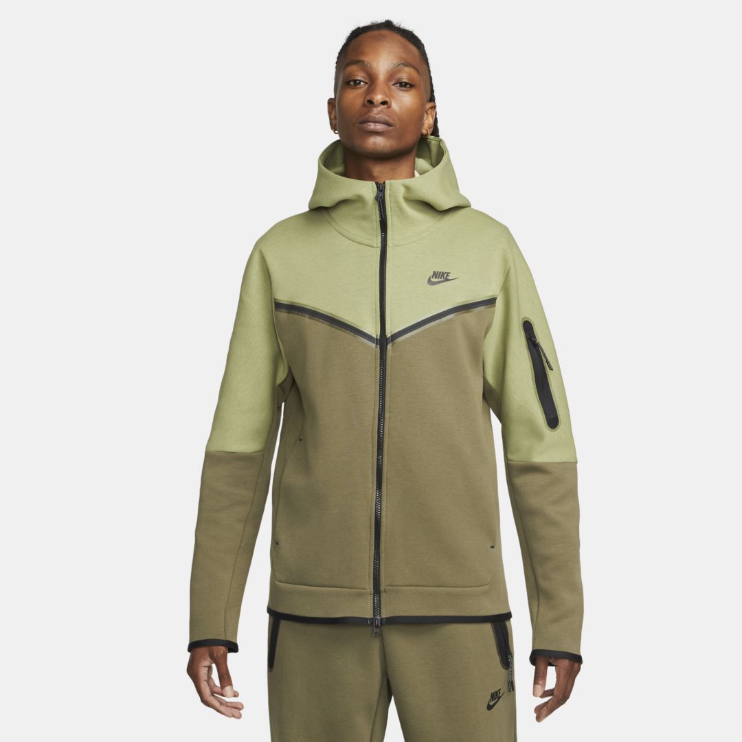 Nike Sportswear Tech Fleece Zip Hoodie In Rough Green/ Black