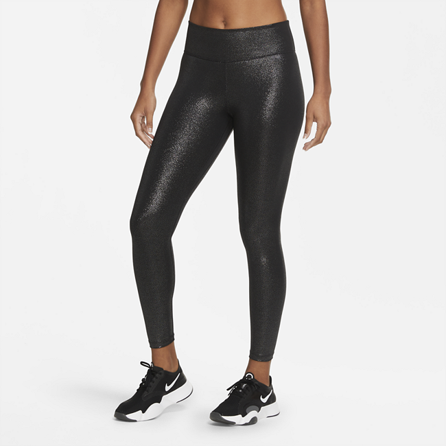 Женские слегка укороченные тайтсы с блестящим покрытием Nike Pro - Черный