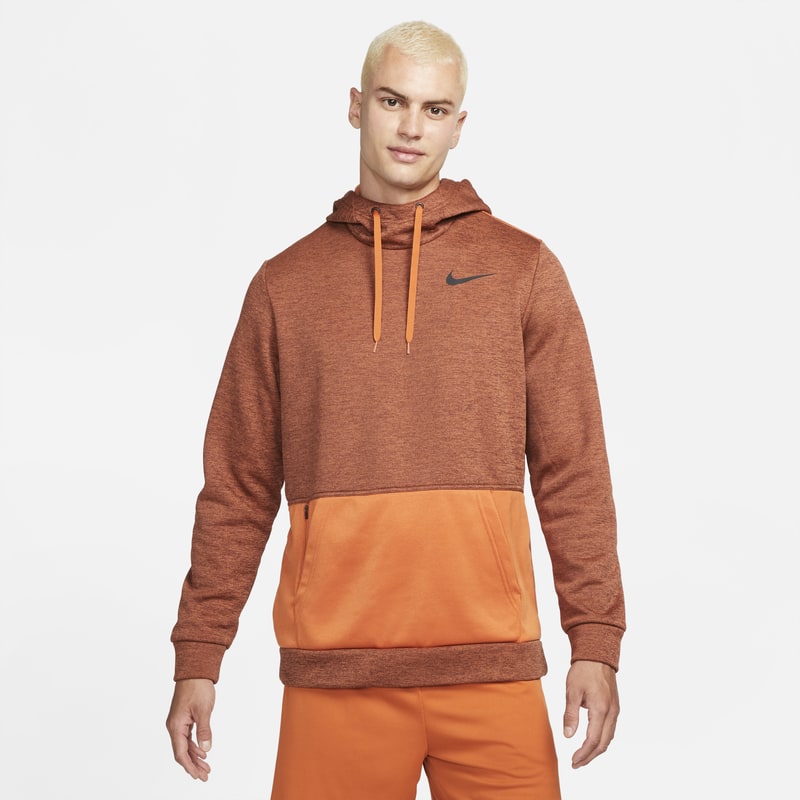 Męska bluza treningowa z kapturem Nike Therma - Pomarańczowy