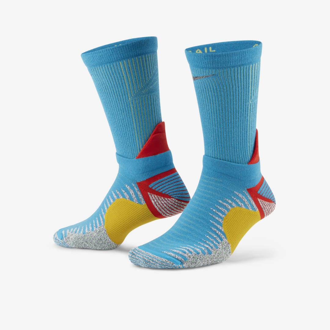 Nike Trail Running Crew Socks In Laser Blue,chile Red,limelight,limelight