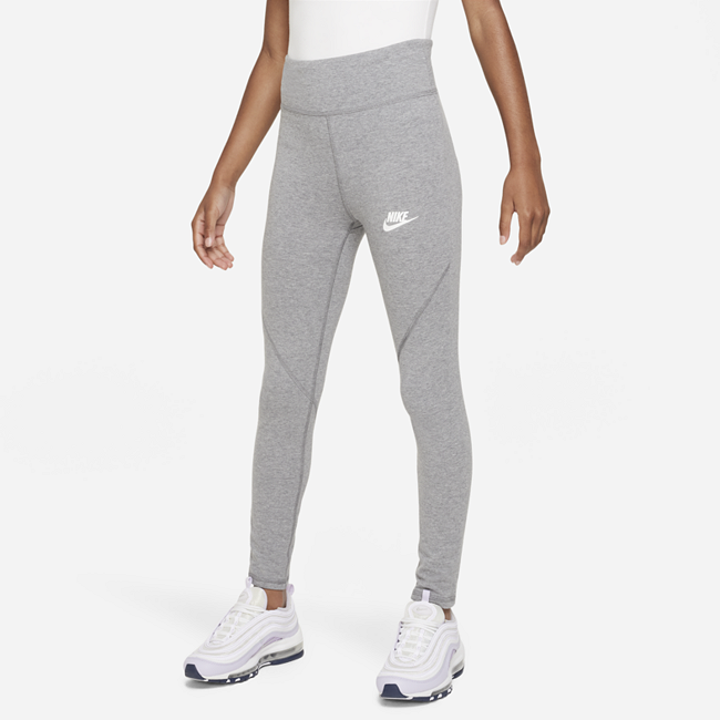 Леггинсы с высокой посадкой для девочек школьного возраста Nike Sportswear Favorites - Серый