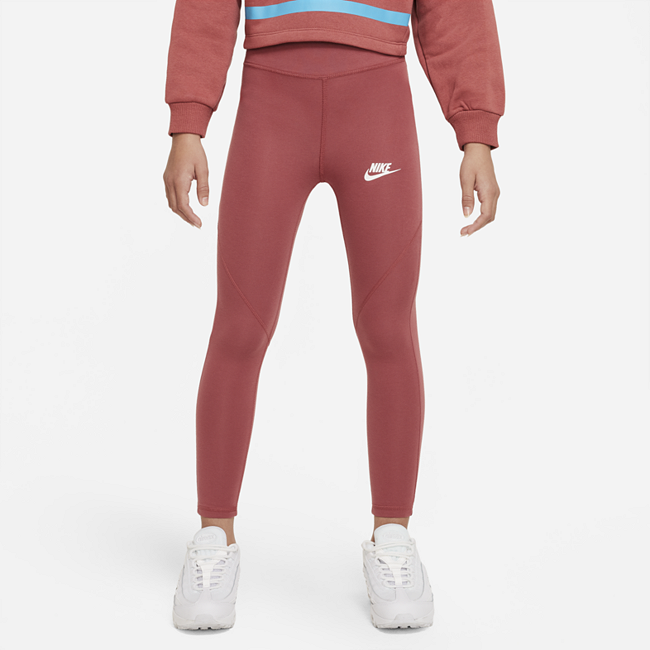 Nike Sportswear Favorites leggings med høyt liv til store barn (jente) - Red