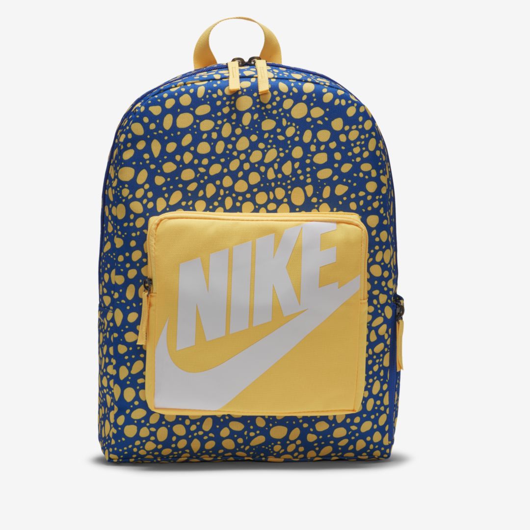 Nike Classic Kids' Printed Backpack In Citron Pulse,blue Void,white