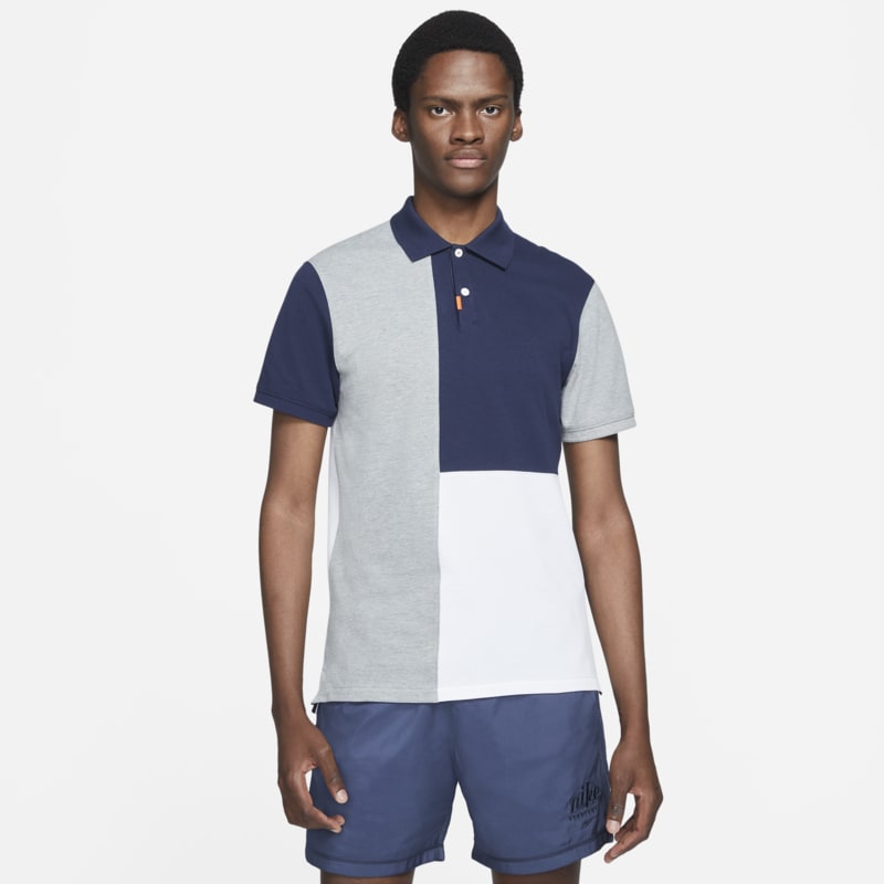 Pikétröja The Nike Polo med färgblock och slimmad passform för män - Blå