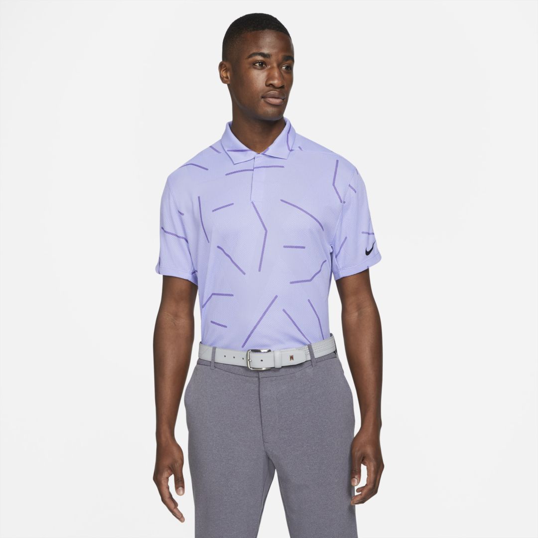 Nike Dri-fit Tiger Woods Men's Golf Polo In Purple Pulse,black