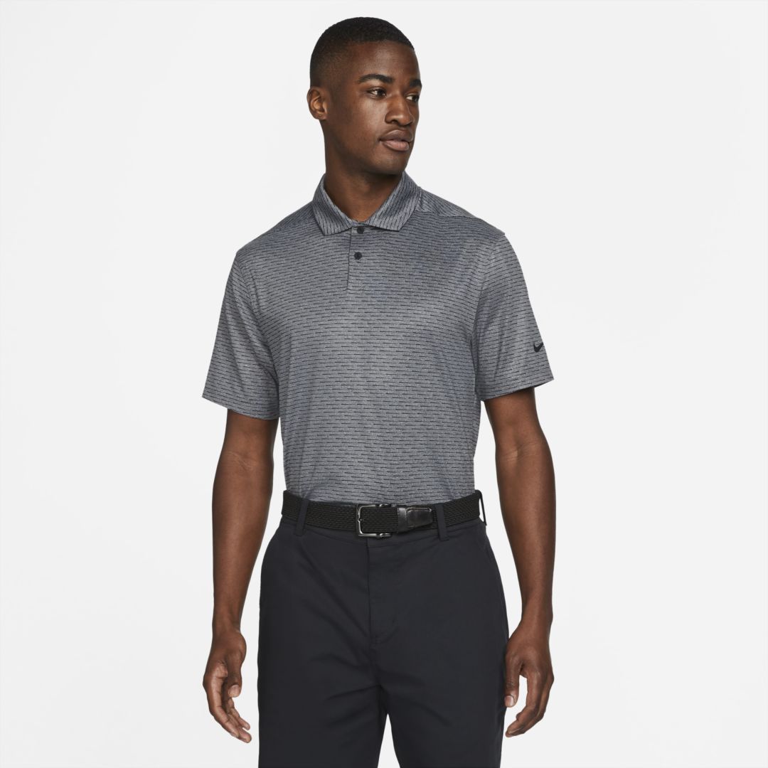 Nike Dri-fit Vapor Men's Striped Golf Polo In Dark Smoke Grey,black