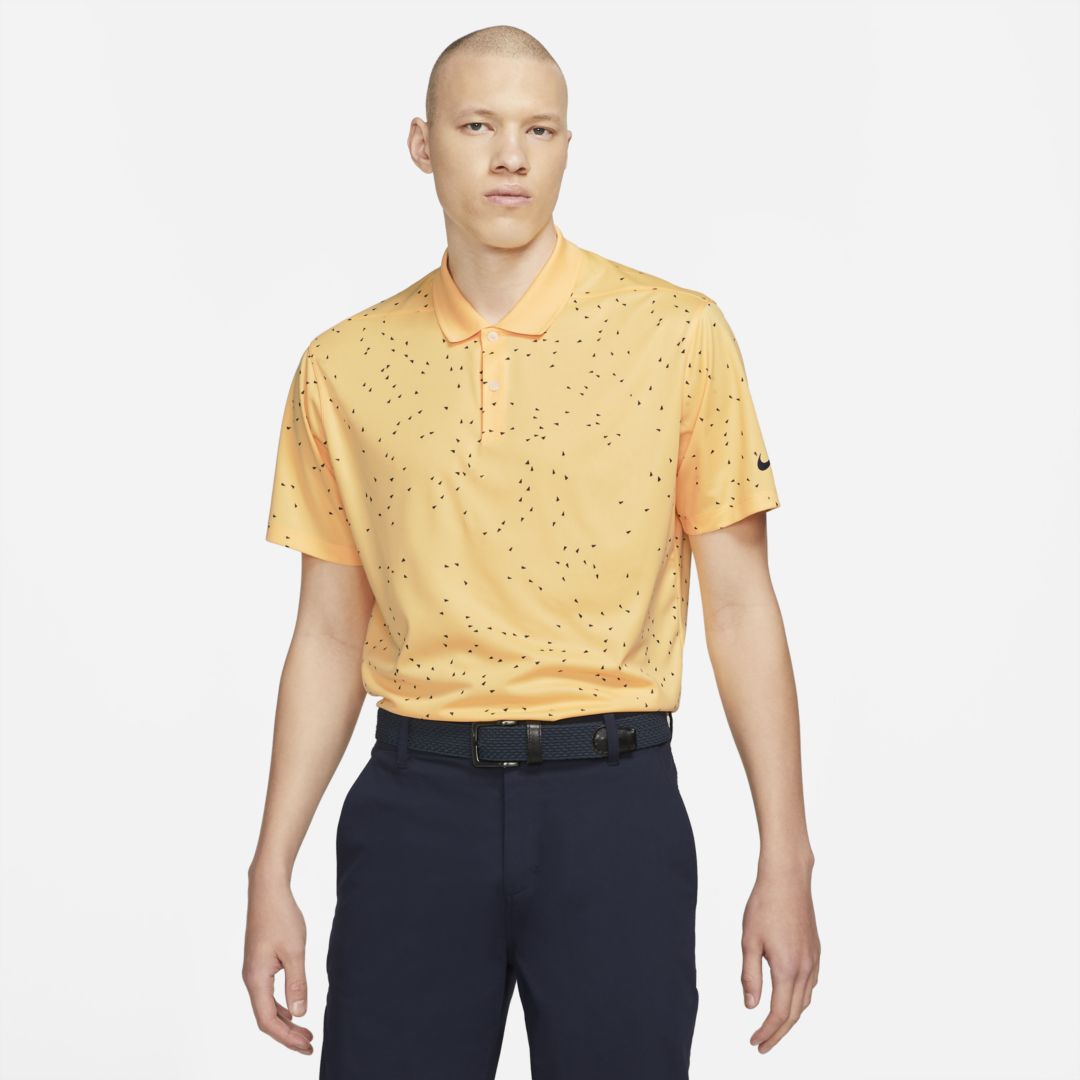 Nike Dri-fit Victory Men's Printed Golf Polo In Melon Tint,obsidian