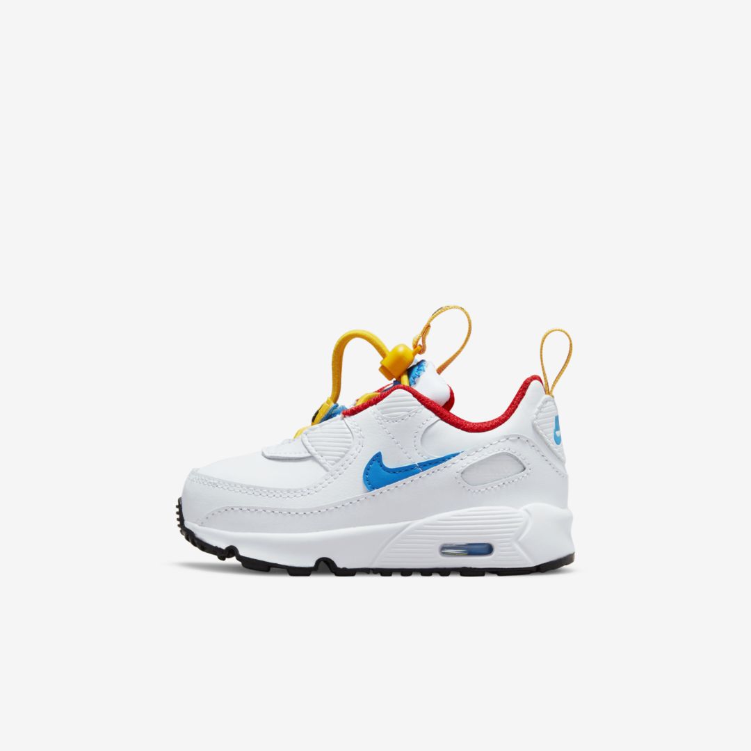Nike Air Max 90 Toggle Baby/toddler Shoes In White,university Gold,university Red,photo Blue
