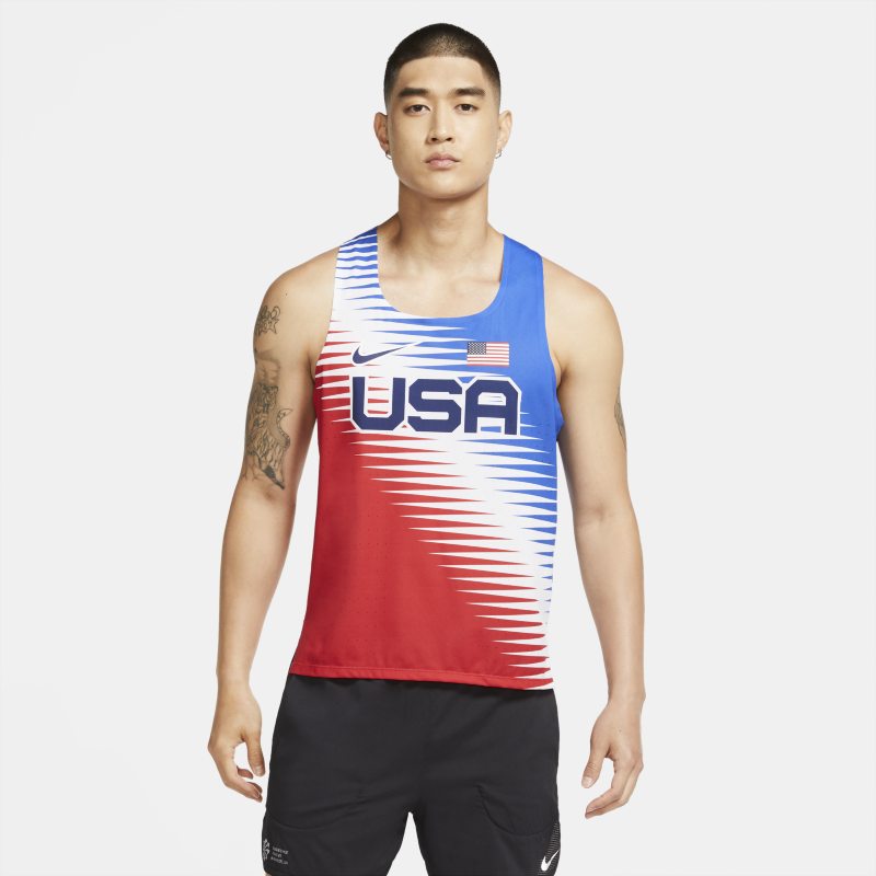 Męska koszulka bez rękawów do biegania Nike Dri-FIT ADV Team USA AeroSwift - Czerwony