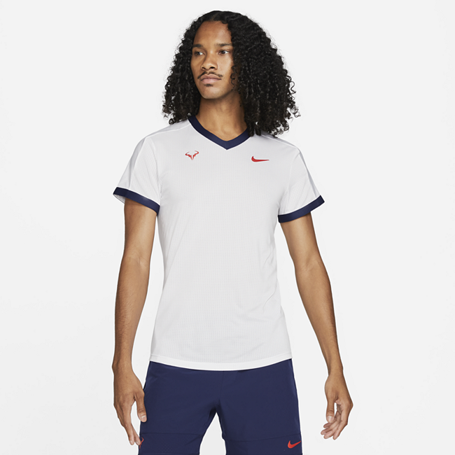 фото Мужская теннисная футболка с коротким рукавом nikecourt dri-fit adv rafa - белый