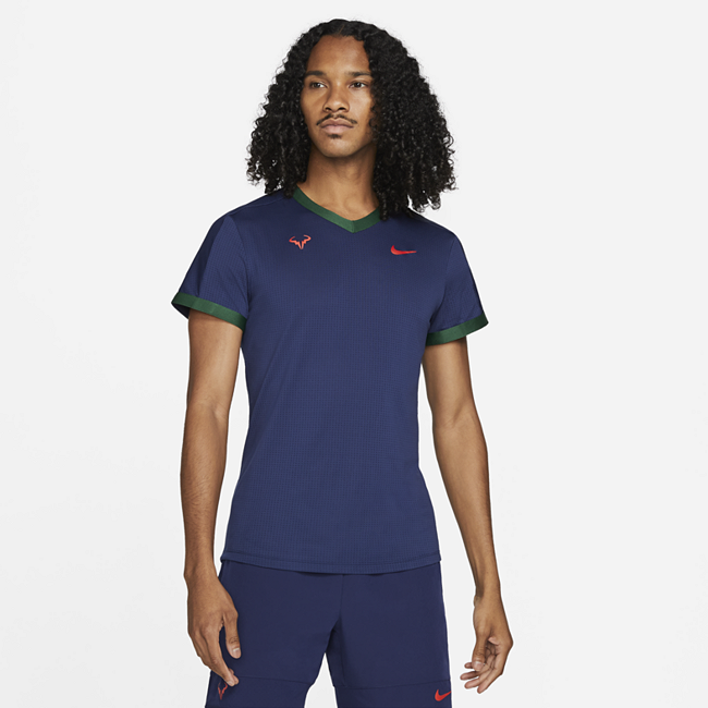 фото Мужская теннисная футболка с коротким рукавом nikecourt dri-fit adv rafa - синий