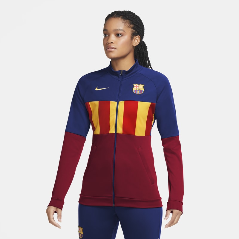 Damska dresowa bluza piłkarska FC Barcelona Anthem - Niebieski