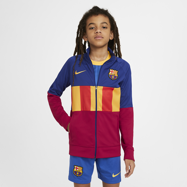 фото Футбольная куртка для школьников fc barcelona anthem - синий