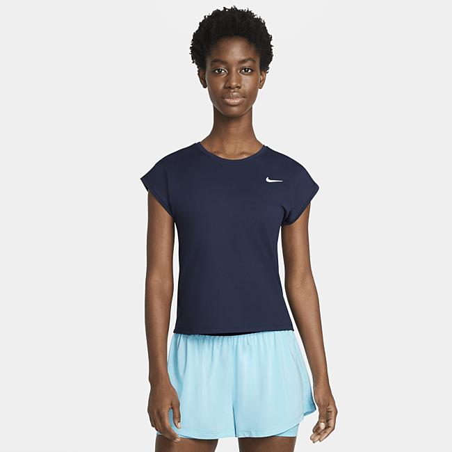 фото Женская теннисная футболка с коротким рукавом nikecourt dri-fit victory - синий