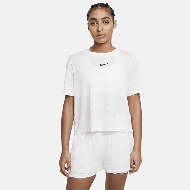 фото Женская теннисная футболка с коротким рукавом nikecourt advantage - белый