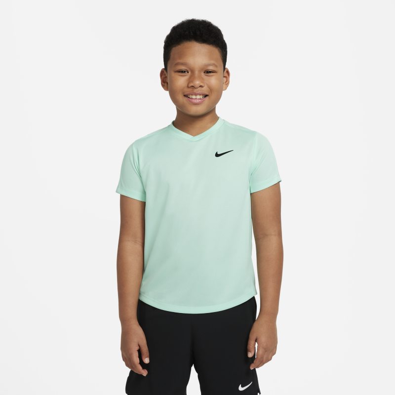 Koszulka do tenisa z krótkim rękawem dla dużych dzieci (chłopców) NikeCourt Dri-FIT Victory - Zieleń