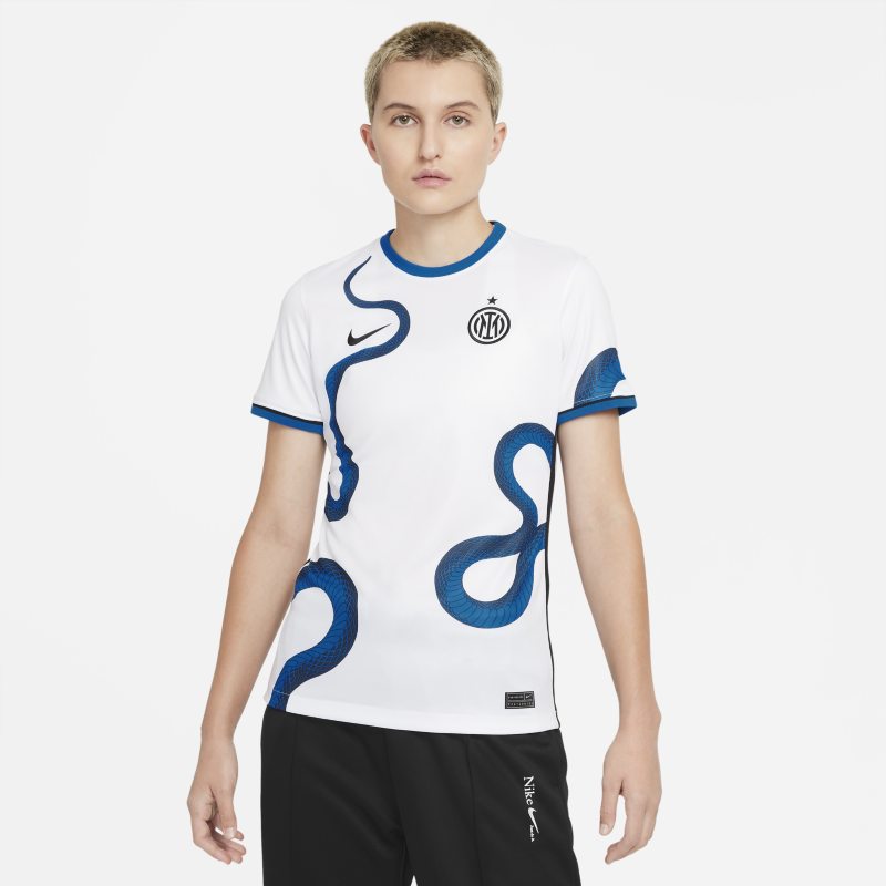 Damska koszulka piłkarska Nike Dri-FIT Inter Mediolan 2021/22 Stadium (wersja wyjazdowa) - Biel