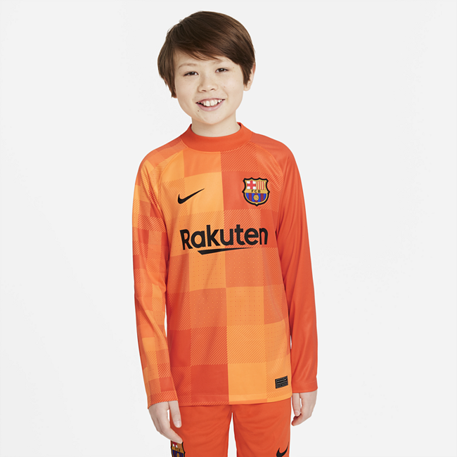 FC Barcelona 2021/22 Stadium Goalkeeper langermet keeperdrakt til store barn - Orange