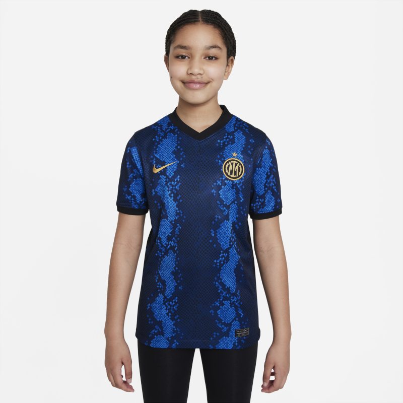 Koszulka piłkarska dla dużych dzieci Nike Dri-FIT Inter Mediolan Stadium 2021/22 (wersja domowa) - Niebieski