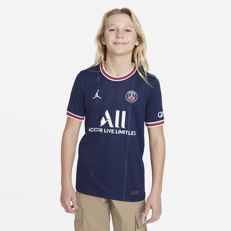 Koszulka piłkarska dla dużych dzieci Paris Saint-Germain 2021/22 Stadium (wersja domowa) - Niebieski