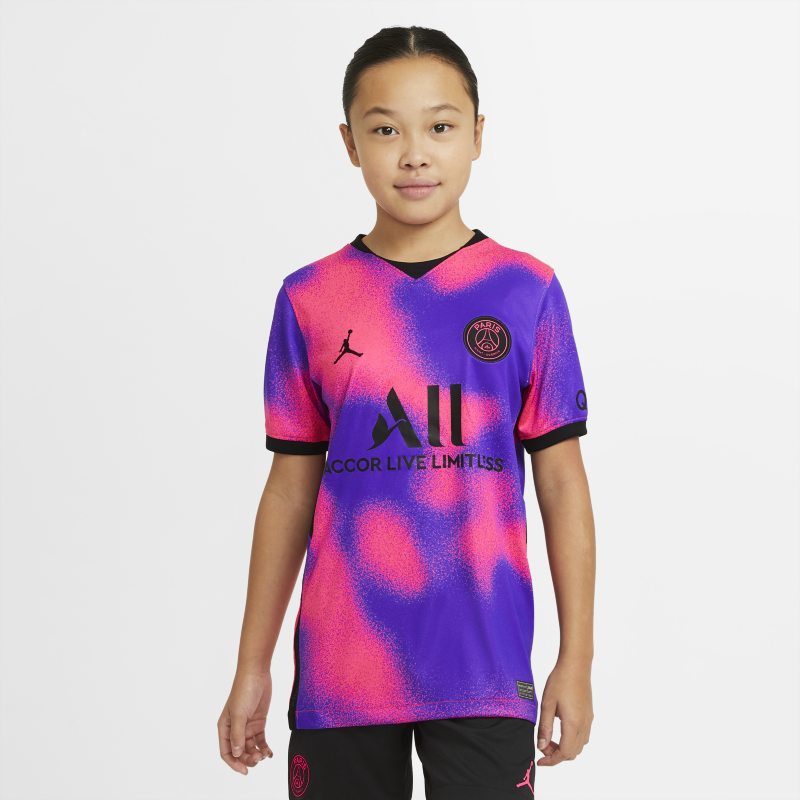 Koszulka piłkarska Paris Saint-Germain 2020/21 Stadium (wersja czwarta) dla dużych dzieci - Różowy