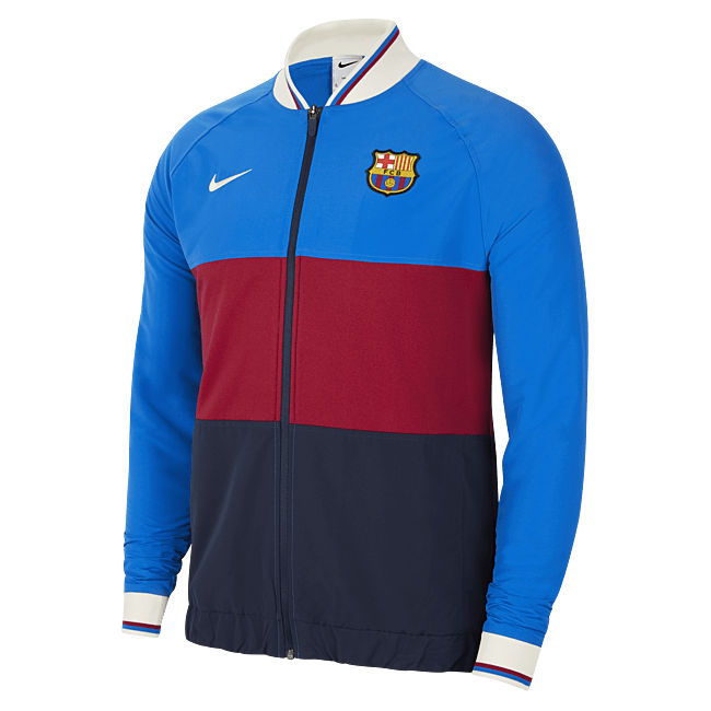 фото Мужская футбольная куртка с молнией во всю длину fc barcelona - синий